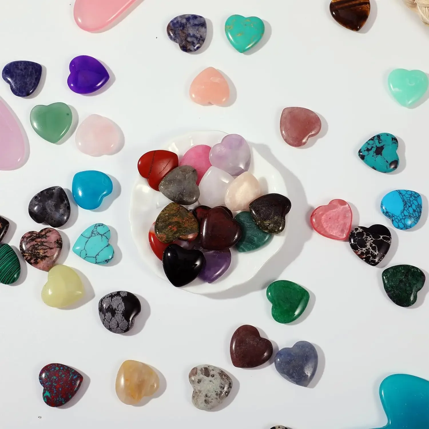 10/20pcs heart Stones Rose Quartz Hand Carved Love Stone Pocket Meditation Crystal Natural Reiki gemstone Therapy Gift