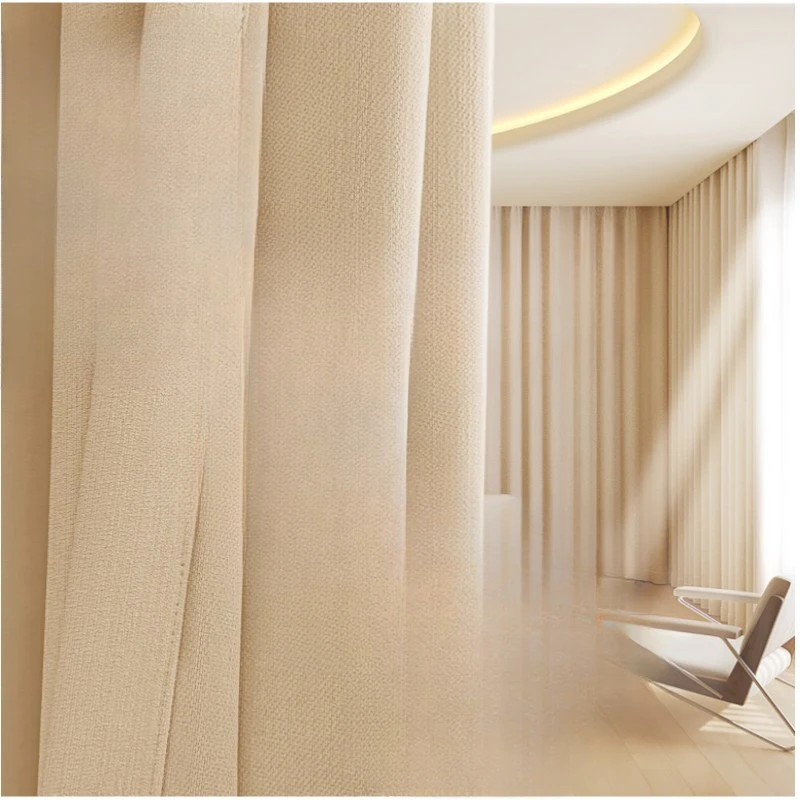 Double-sided Chenille Curtains Blackout New Style Bedroom Living Room High-end French Cream Style High-end Cashmere Color