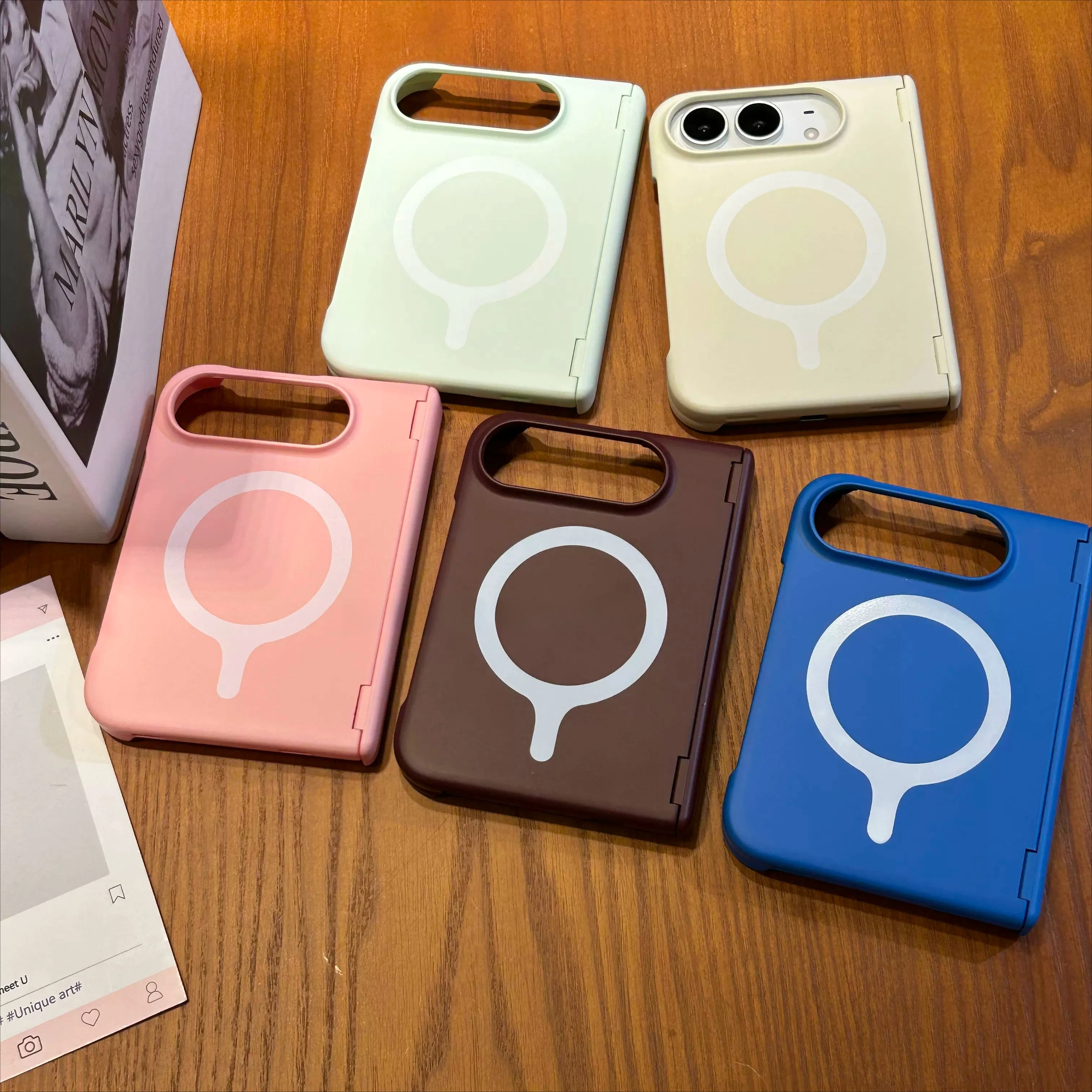 Frameless Skin Feel Matte Magnetic Wireless Charging Hinge PC Cover for IPhone Duo Shockproof Anti Scratch Protective Slim Case
