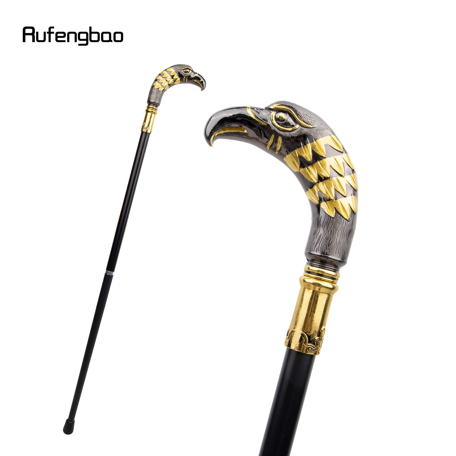 Golden Black Long Head Eagle Luxury Walking Stick  Decorative Cane For Halloween For Cosplay And Parties, For Cosplay & Party