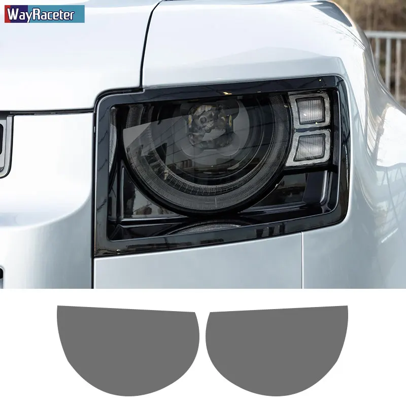 

2 Pcs Car Headlight Protective Film Front Light Transparent Smoked Black TPU Sticker For Land Rover Defender L663 2020 2021 2022