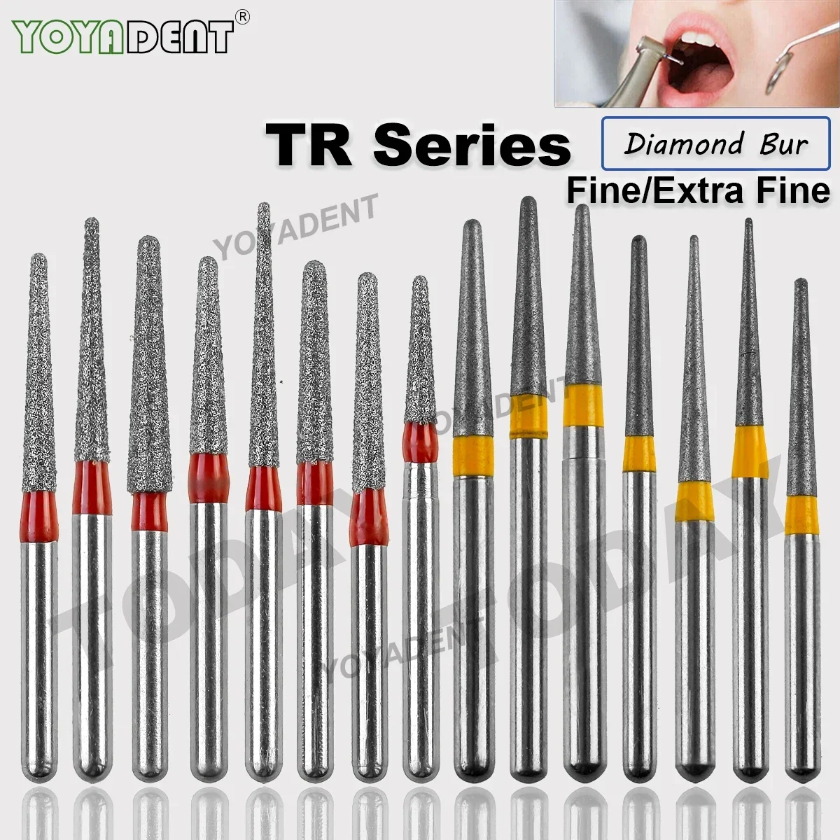 

TR Type Fine Extra Fine Dental Diamond Burs Dentistry Strawberries FG High Speed Bur 1.6mm Dentist Tools 10pcs/Pack