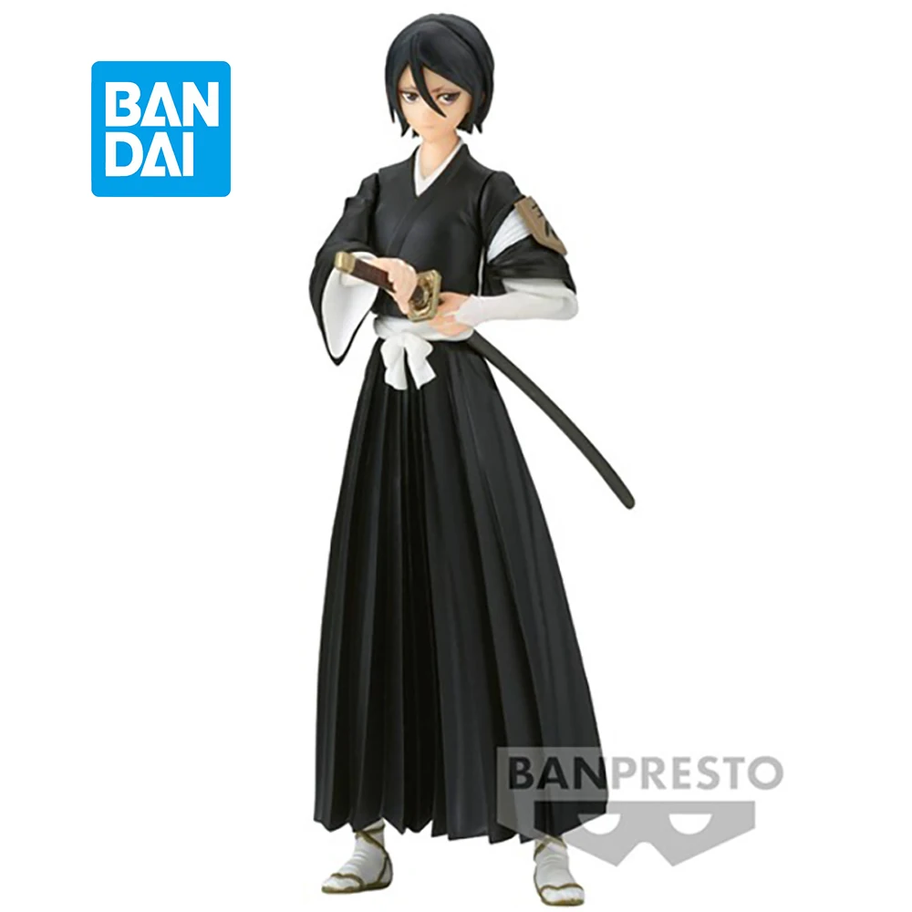 IN Stock Original Bandai Banpresto Solid and Souls Bleach Kuchiki Rukia Action Anime Figure Pvc Model Collectible Toys 14Cm