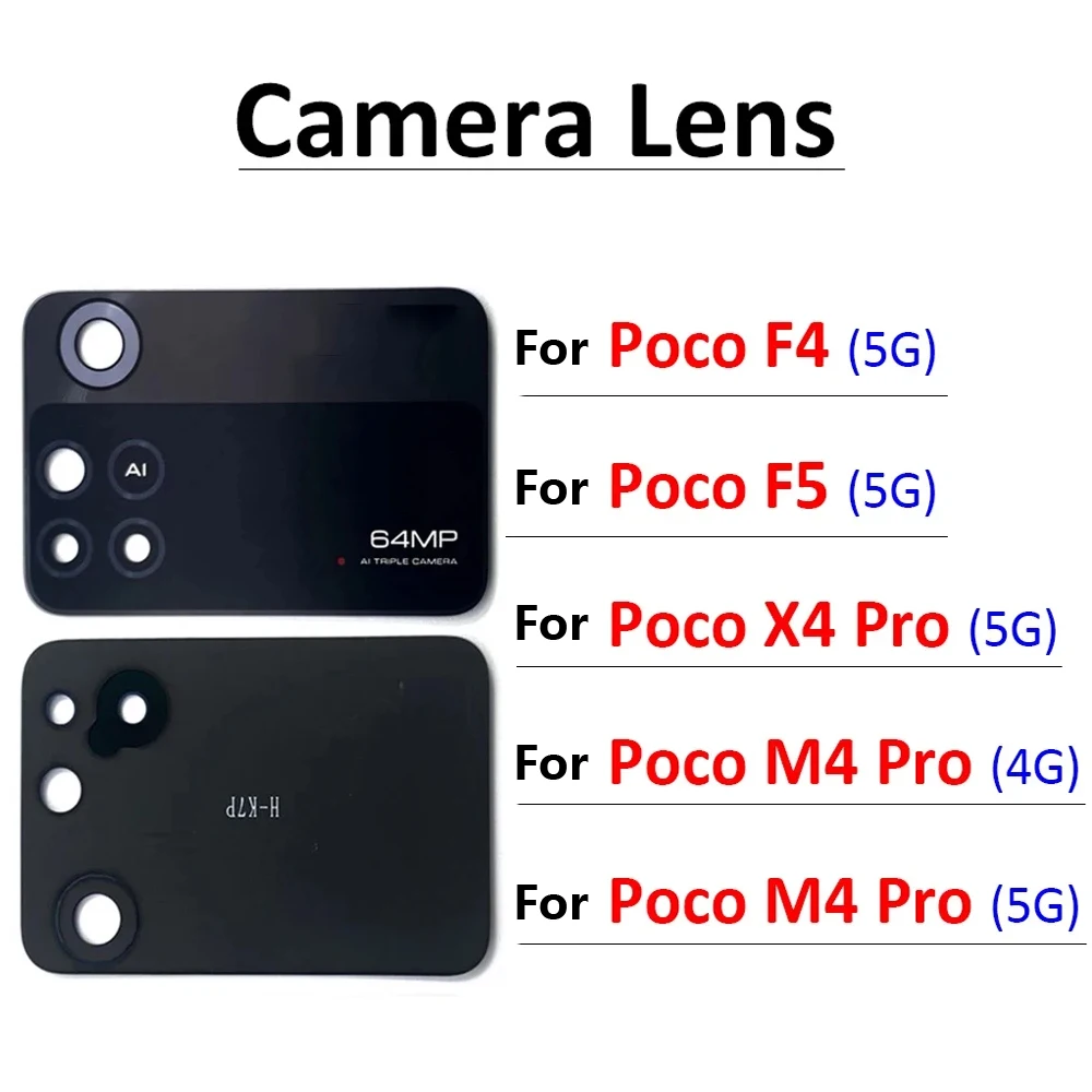 New Camera Glass For Xiaomi Poco F4 X4 M4 Pro F5 Gt 4G 5G Rear Back Camera glass Lens With Glue Adhesive