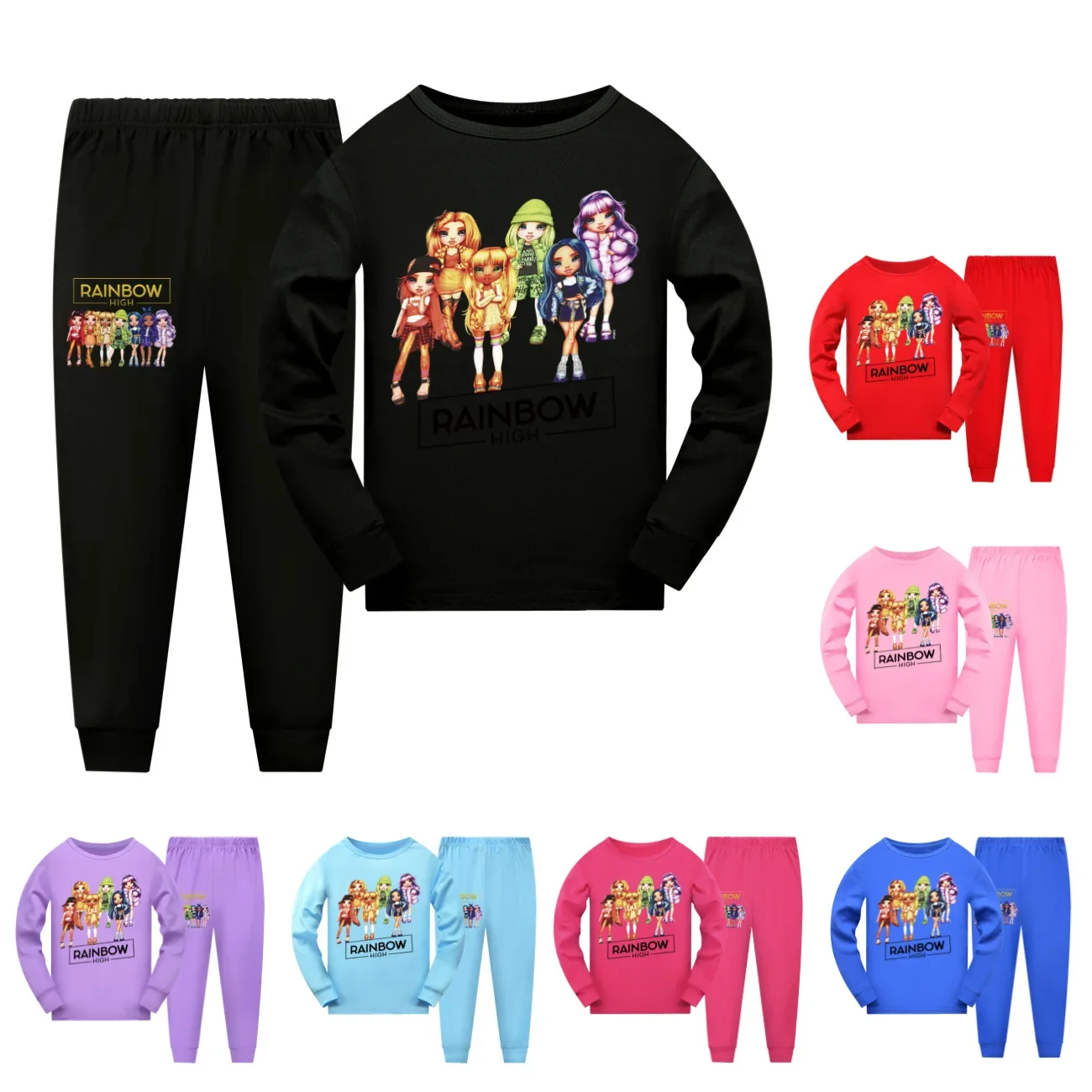 

Kids clothes Baby Girls Long Sleeve T Shirt rainbow high Pants 2pcs Sets Teenager Boys Casaul Sleepwear Kids Cartoon Pyjama3414