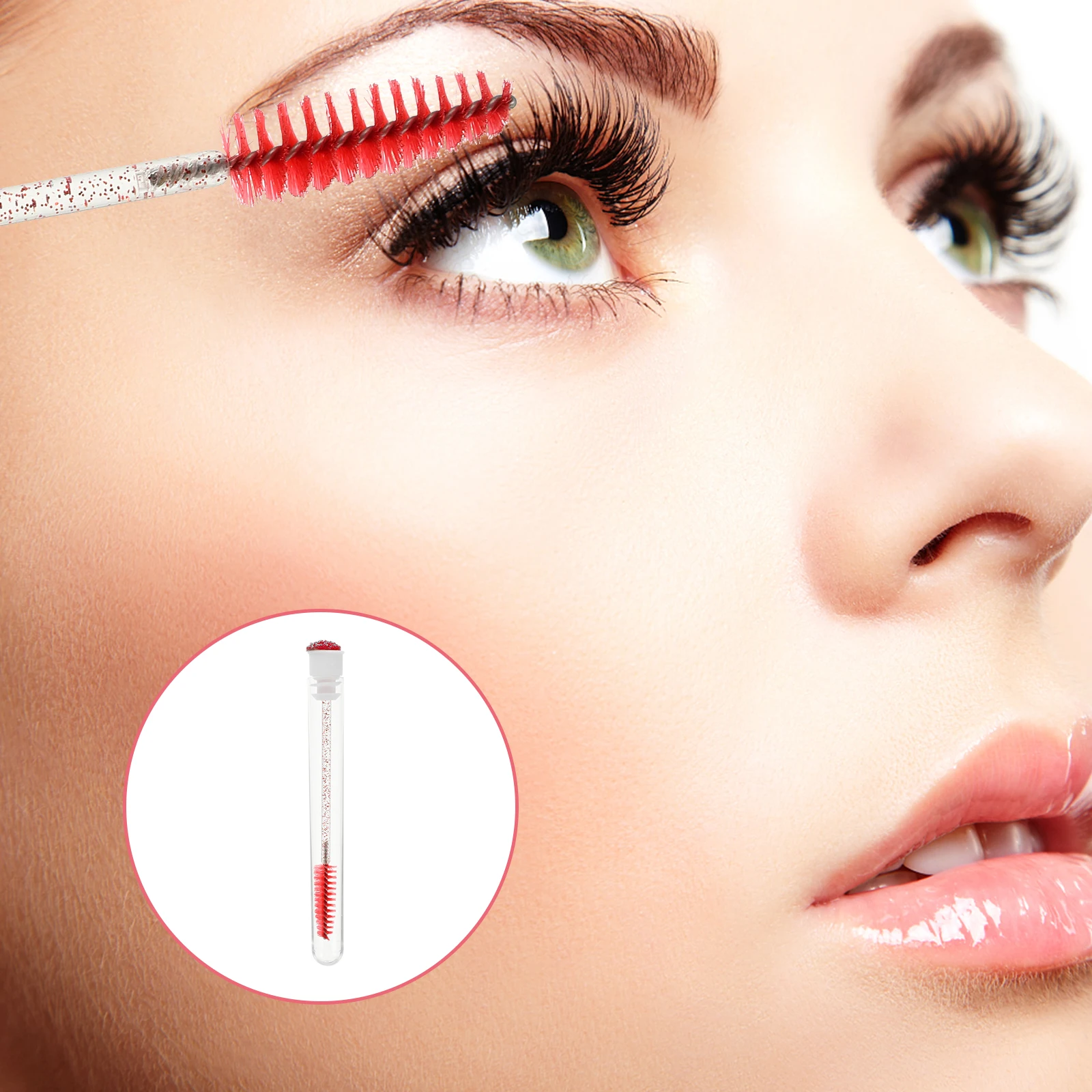 

10 Pcs Eyelash Brush Brow Comb Portable Makeup Applicator Plastic Tube Wands