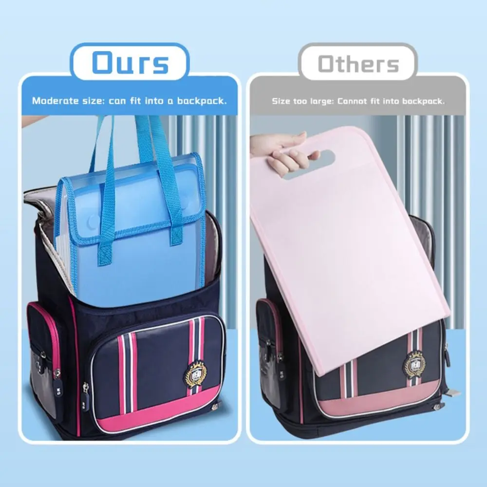 A4 File Bag Handheld Large Capacity Test Paper Storage Folder 12-layer Classification Document Storage Case for School Office