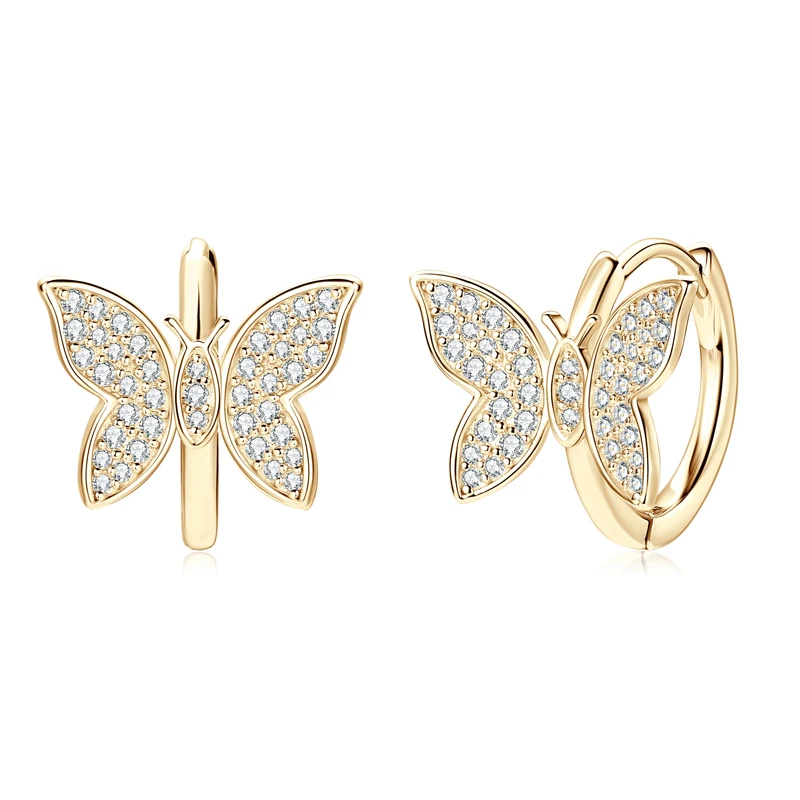 

IOGOU D0.18CT Butterfly Moissanite Hoops Earrings for Women Girl 925 Sterling Silver Hypoallergenic Fine Jewelry Birthday Gift