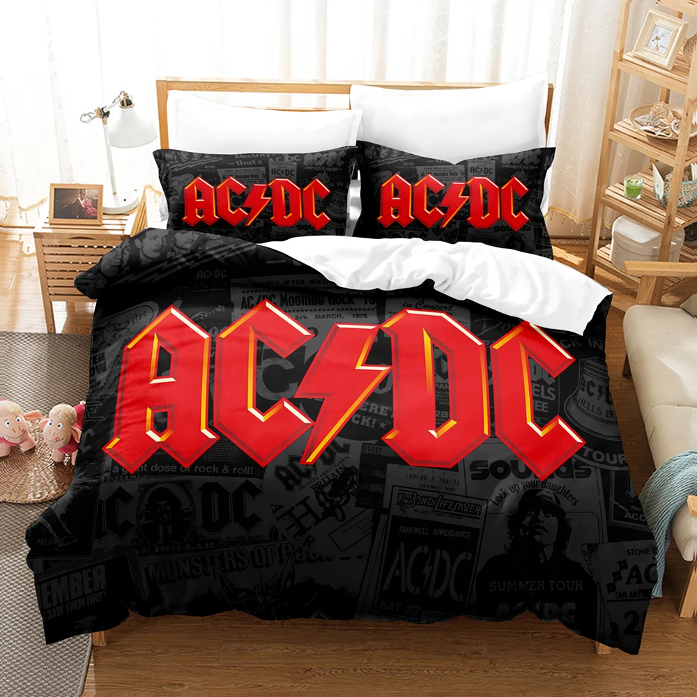 Imagem -02 - Música Bedding Sets Duvet Cover Conjunto com Fronha Twin Completo Queen King Roupa de Cama Roupa de Cama 3d ac dc