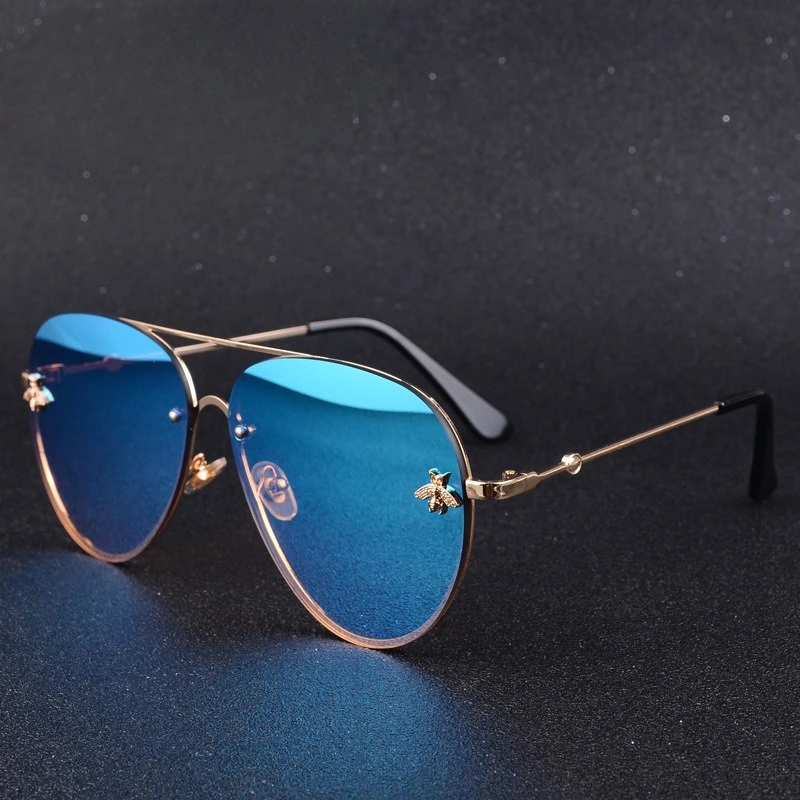 

2025 Luxury Brand Designer Sunglasses Woman Fashion Vintage Sun Glasses Gradient Shades Bee Lens Ladies UV400