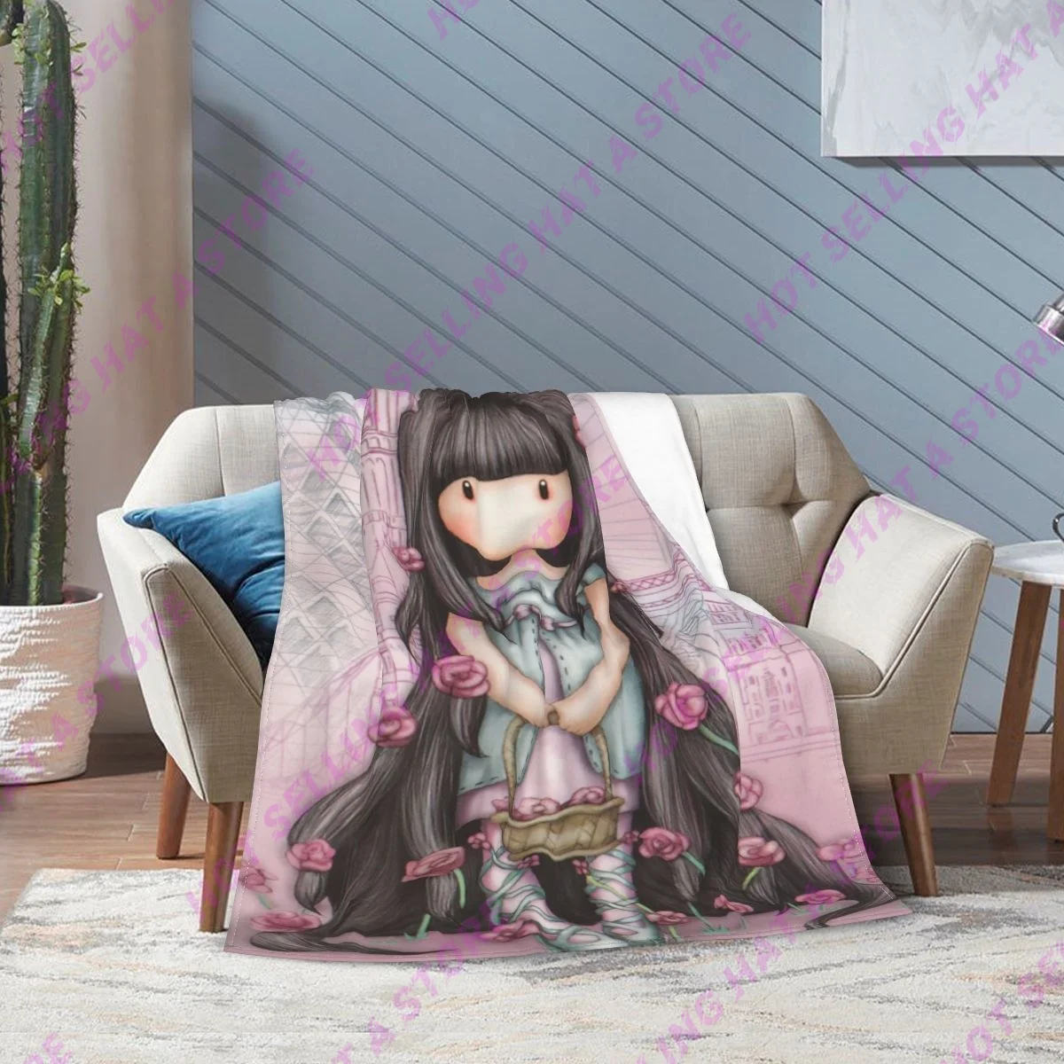 Summer Art Cartoon Santoro Gorjuss Throw Blanket Soft Fleece Autumn Warm Flannel Anime Girl for Sofa Outdoor Bedding Blanket