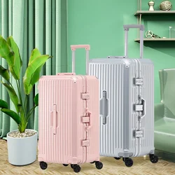 Cadre en aluminium pour bagages de sport, surface de degré d'usure conviviale rée, porte-gobelet pliant, roue universelle, valise USB grande taille