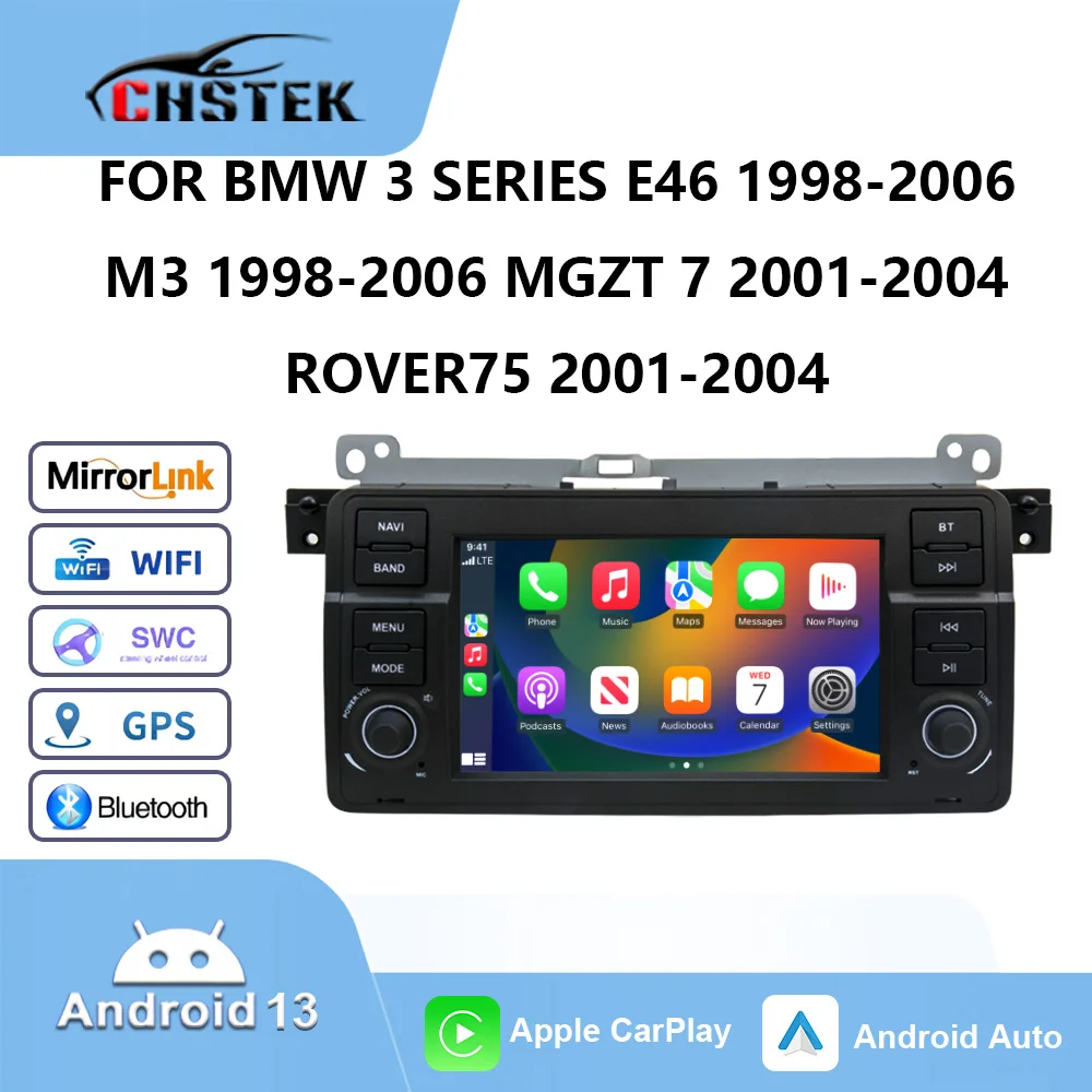 

Автомобильный радиоприемник Carplay Android для BMW 3 серии E46 1998-2006 M3 1998-2006 MGZT 7 2001-2004 ROVER75 2001-2004 Bluetooth GPS 4G CHSTEK