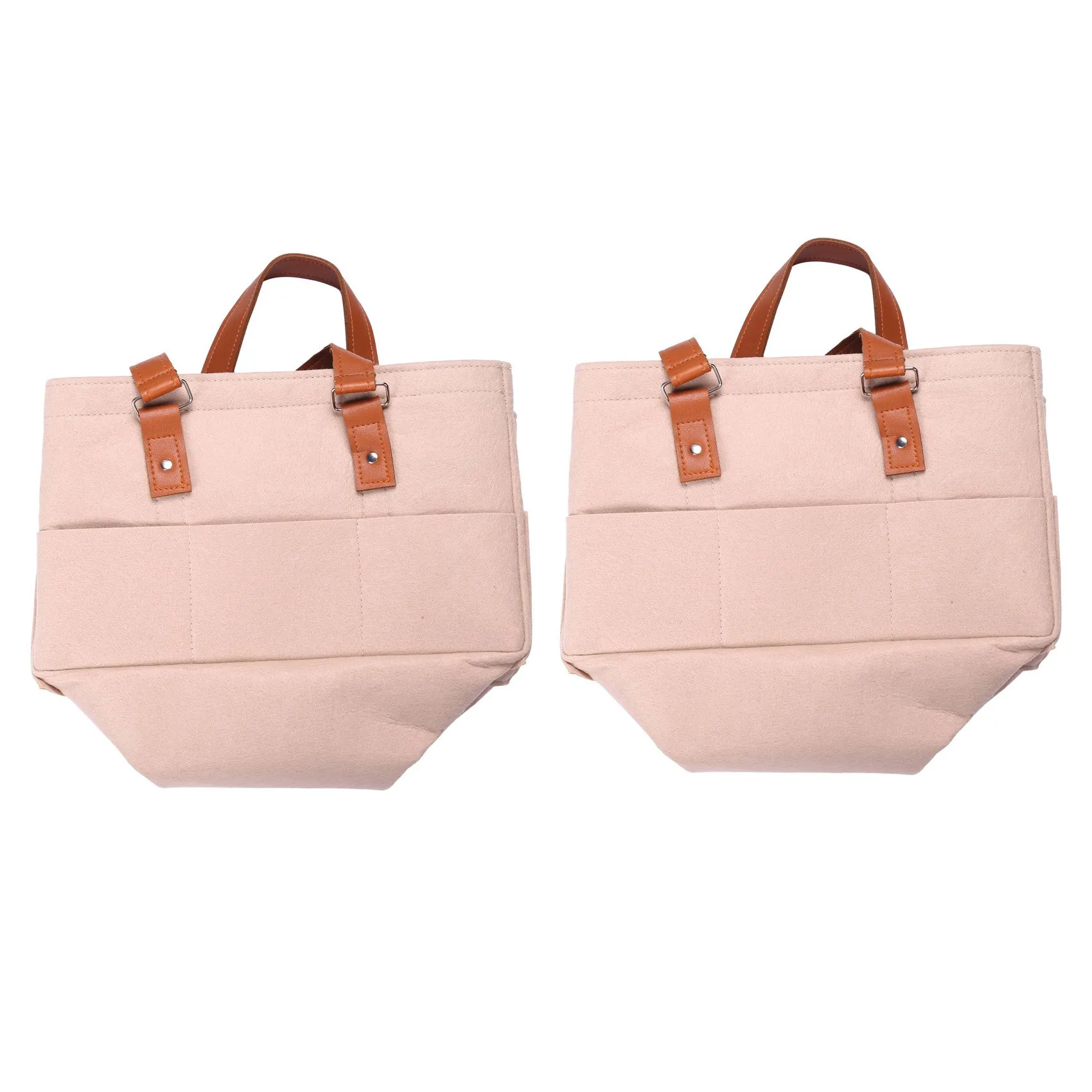 XX-2X Keranjang Penyimpanan Popok Bayi, Tas Keranjang Ramah Lingkungan dari Bahan Felt dengan Kompartemen yang Dapat Disesuaikan, Pegangan Kulit