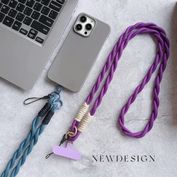 High Quality Solid Color Durable Mobile Phone lanyard Gold Fashion Diagonal Long Rope Shoulder Strap Safety Anti-Loss Lanyard