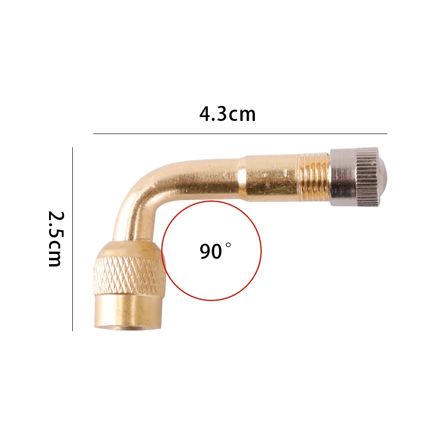 90  Degree Angle Brass Air Tyre Valve Stem with Extension Adapter for Car Truck Motorcycle Cycling Scooter Accessories