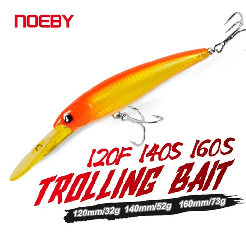 Señuelos de pesca Noeby Trolling Minnow, 12cm, 32g, 14cm, 52g, 16cm, 73g, cebo duro flotante que se hunde para gran juego, señuelo de pesca de agua salada