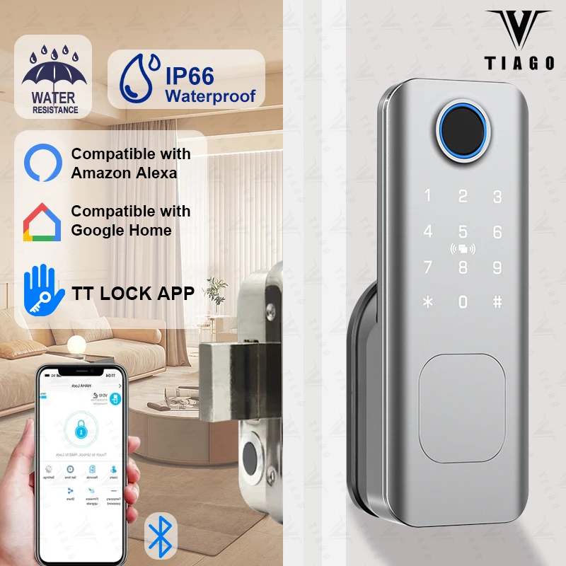 TTLock app outdoor waterproof smart lock fingerprint biometric digital lock with remote control electronic lock smart door lock