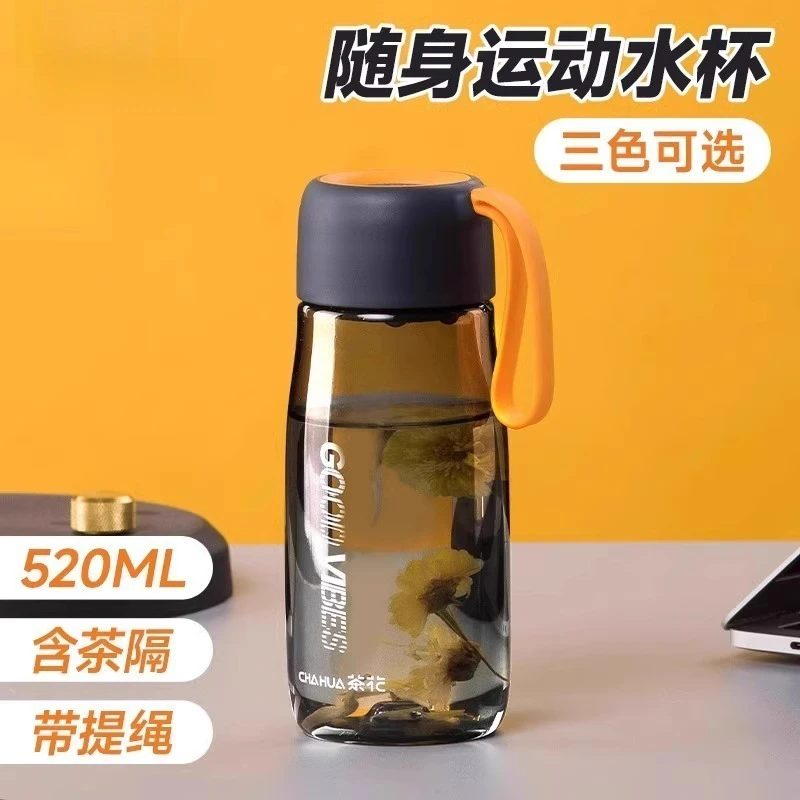 

New Colorful Travel Cup 520ml PC Transparent Water Bottle with Handle for Sports Tea Travel