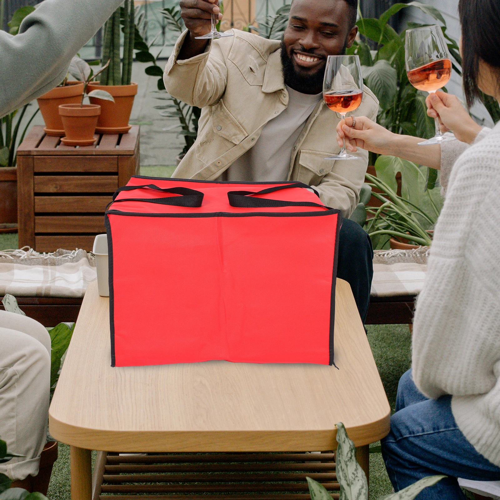 

Insulated Food Delivery Waterproof Non Woven Fabrics Material Compact Design Pizza Cooler Foldable Catering Grocery Bag