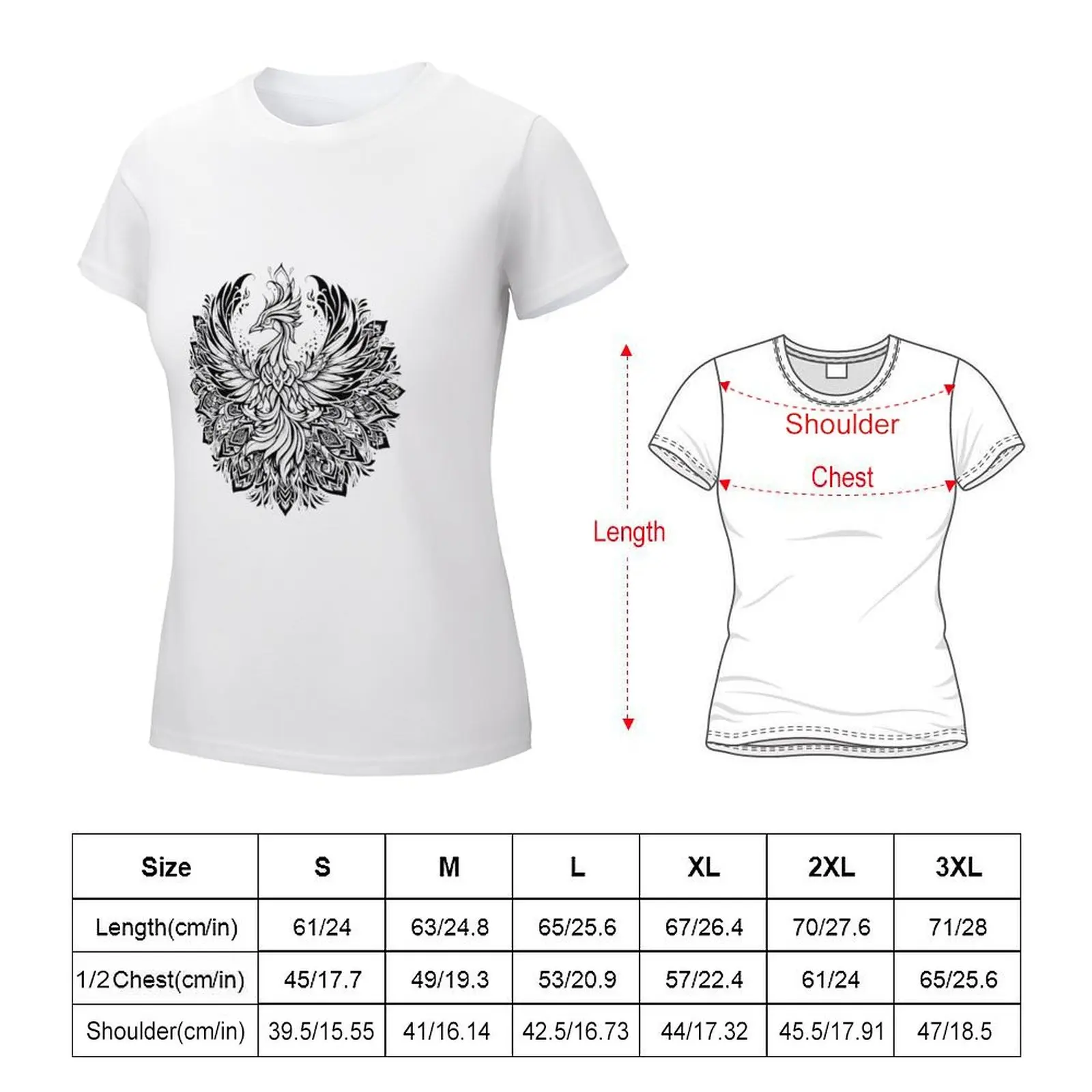 Phoenix Mandala t shirt T-shirt aesthetic clothes kawaii clothes shirts graphic tees Women tops