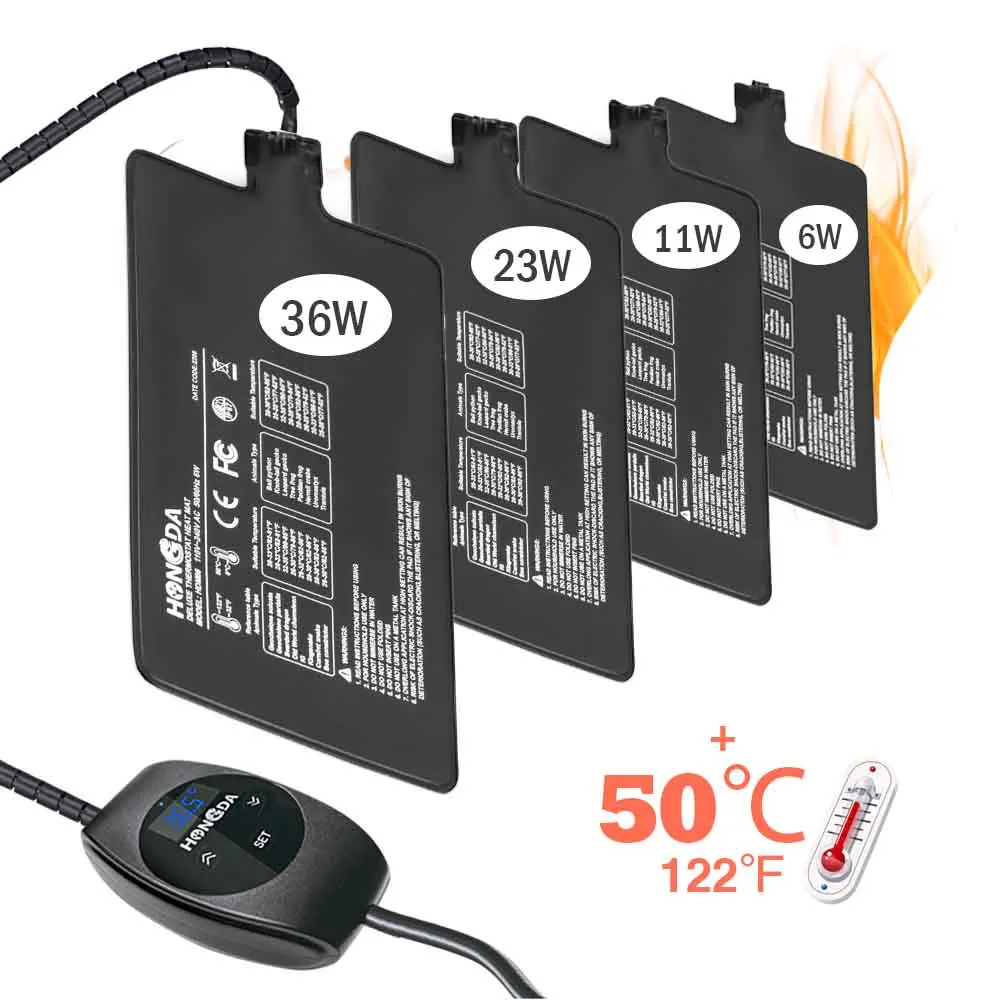 6-36W PVC Reptile Heating Pad Warmer Heat Mat Adujustable Thermostat Indoor Garden Greenhouse Plants Seedling Aquarium Terrarium