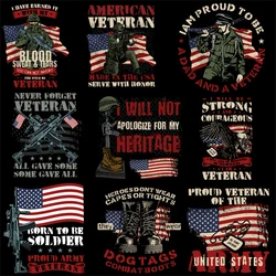 American Veteran Thermal transfer stickers Iron on transfers DIY Garment Accessories for Hoodies T-shirt