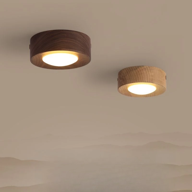 

Ретро твердый ореховый прожектор для поверхности, ультратонкий для гостиной, прихожей, прихожей, светодиодные светильники, потолочные светильники для комнаты