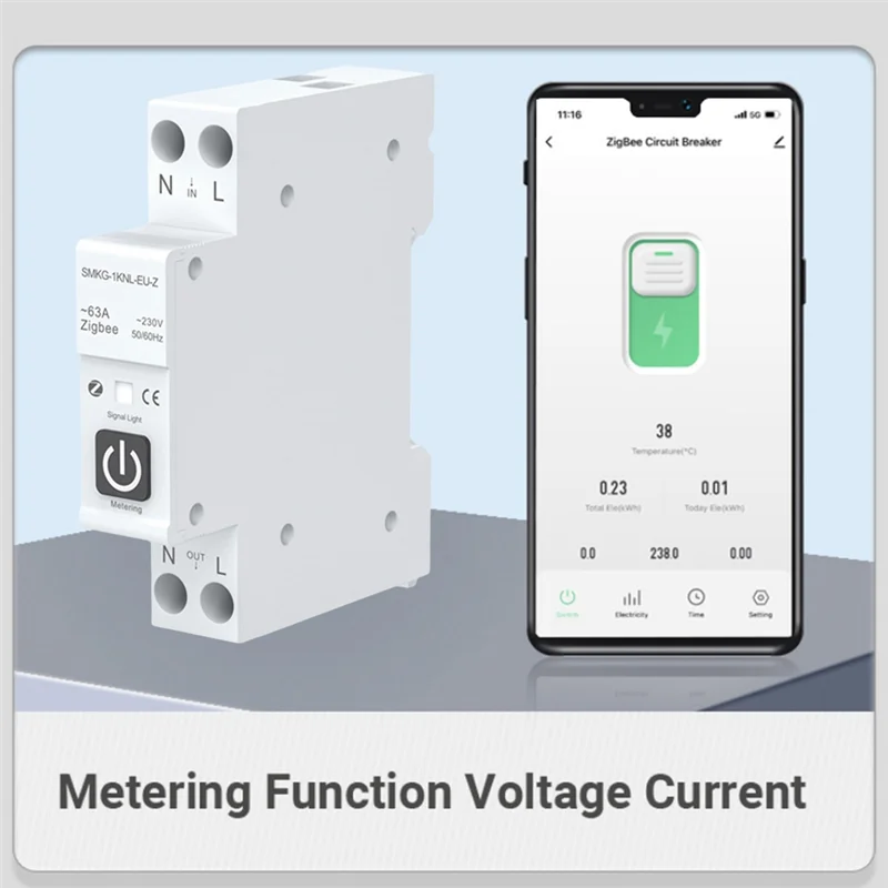 AC56-TUYA 63A 1P+N Zigbee Smart Circuit Breaker With Metering Smart Home Wireless Remote Control Smart Life Alexa Home