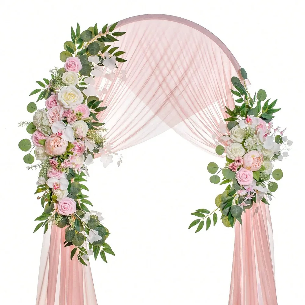 

Artificial Flowers For Decoration, 2pcs Flower Swag Table Runner Swag For Beautiful Dream Wedding Ceremony Floral Decor