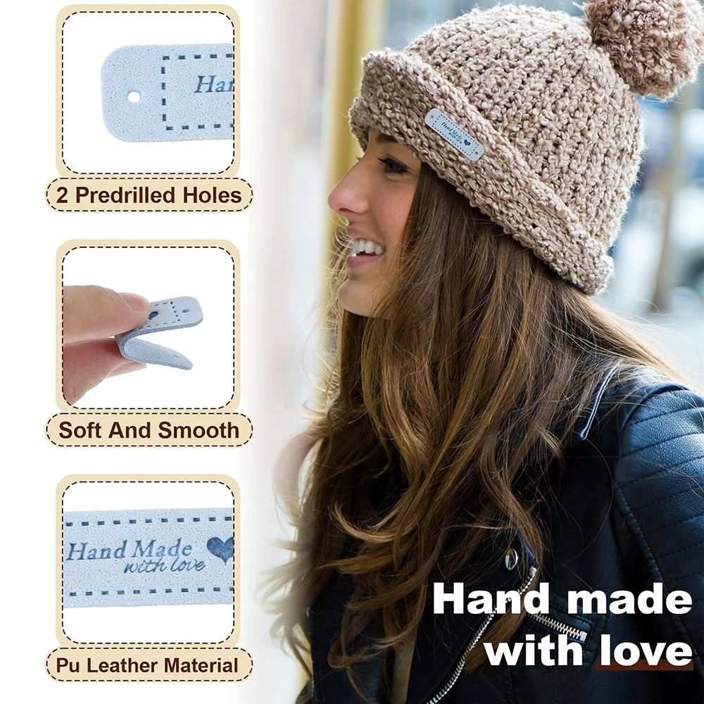 30個の手作りタグ、かぎ針編み用、10色、手作りの愛のタグ、穴付き、DIY、かぎ針編み、縫製、編み物、ジーンズ、バッグ、靴、帽子用