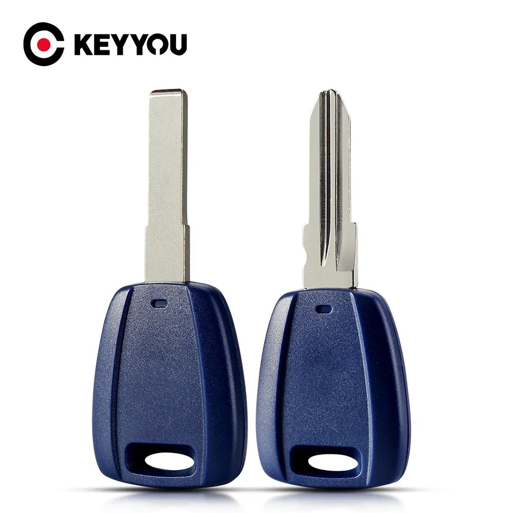 KEYYOU 트랜스폰더, 칩 키 없음, 피아트 원격 키 쉘 파란색 케이스 커버, 피아트 500 두카토 언컷 SIP22/GT15R 블레이드
