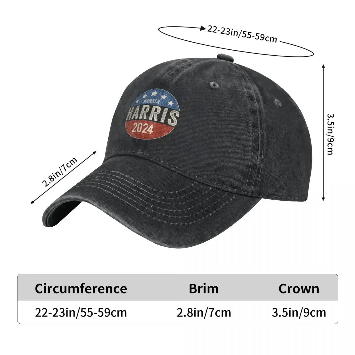 Kamala Harris 2024 Vintage Distressed Washed Casquette Baseball Caps Unisex Y2K Sport Seasons Hats