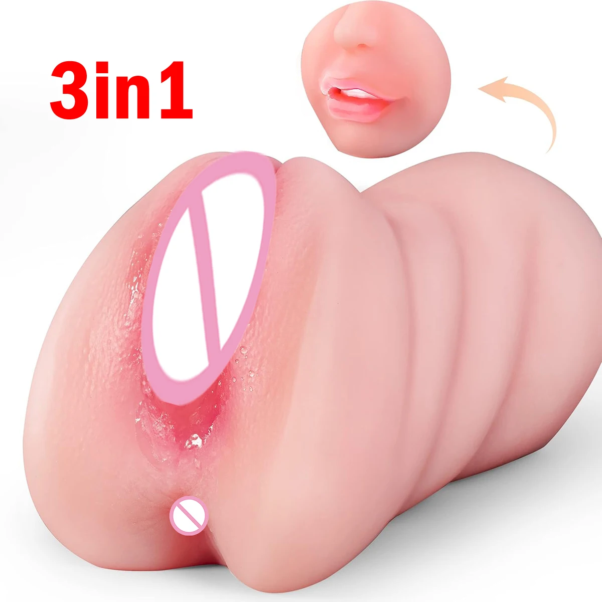 

Sex Doll Male Masturbator Pocket Pussy Oral Sex Toys with Realistic Textured Mouth Vagina and Round Tight Anus Blowjob Sex Toys