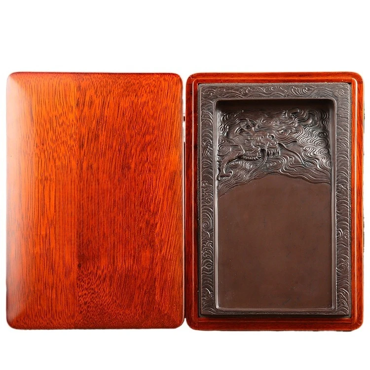 

Inkstone can study ink calligraphy, natural rough stone with cover, four treasures of the study