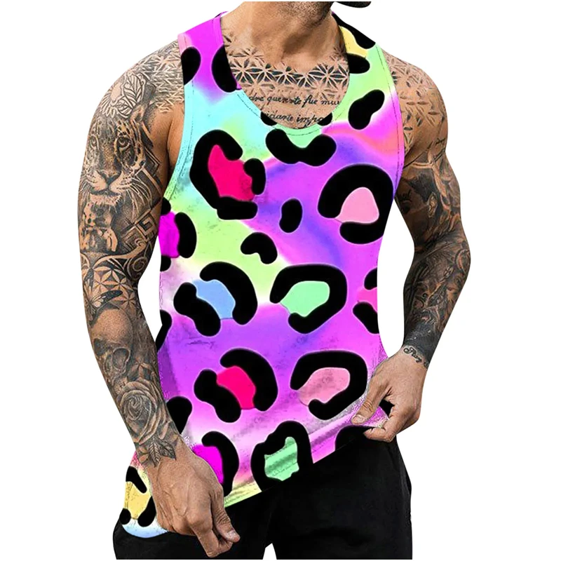 Spotted Leopard 3D Printed Tank Top For Men Clothes Harajuku Fashion Women Vest Casual Hawaiian Sport Waistcoat Animal Skin Tops