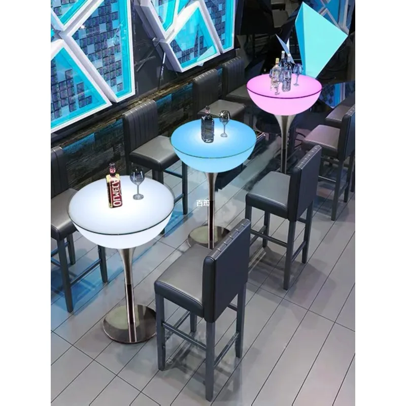 Bar Loose Table, LED Illuminated Table and Chair Combination, Outdoor Round Bar Table, KTV Clearing Bar