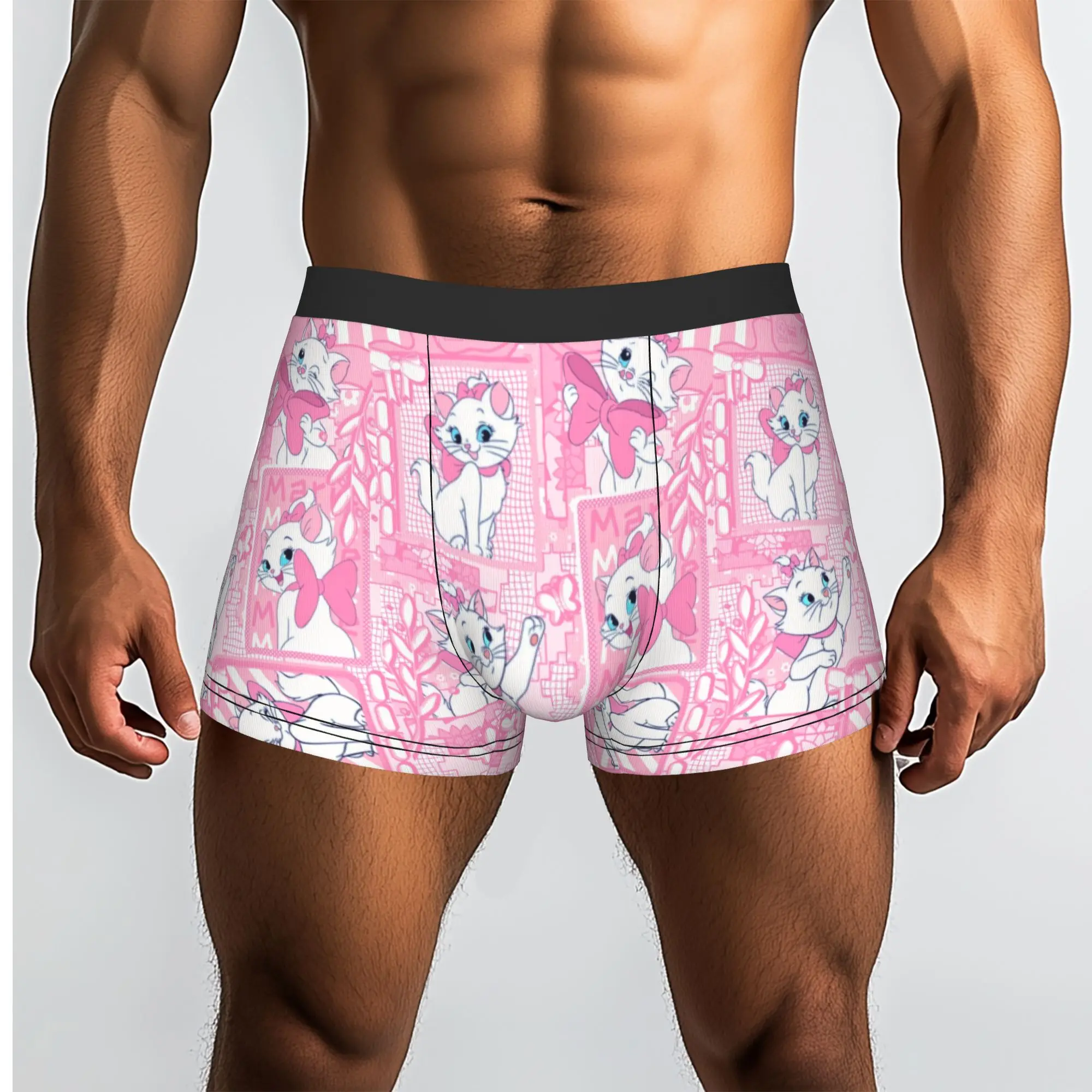 Custom Male Novelty M-Marie Cat Cartoon Underwear Marie Cat Cartoon Pattern Boxer Briefs Soft Shorts Panties Underpants