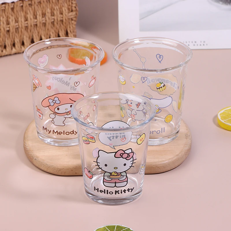 Sanrio-taza de cristal My Melody Cinnamoroll para niña, vaso de agua de 350ml, HelloKitty, resistente al calor, para estudiantes, regalo de Navidad