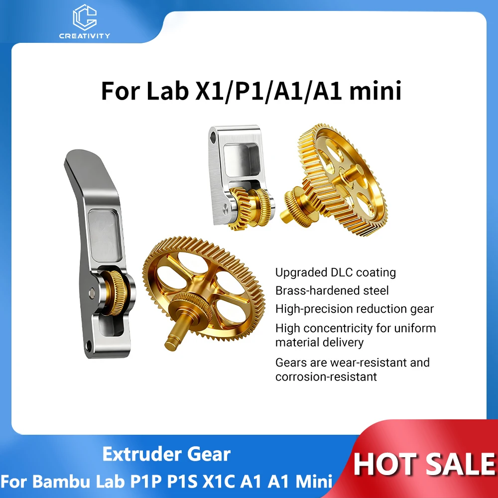 

For Bambu Lab P1P P1S X1C A1 A1 Mini Extruder Gear Claw Gear RNC Nano-Coated Hardened Steel Helical Gear Kit High Strength