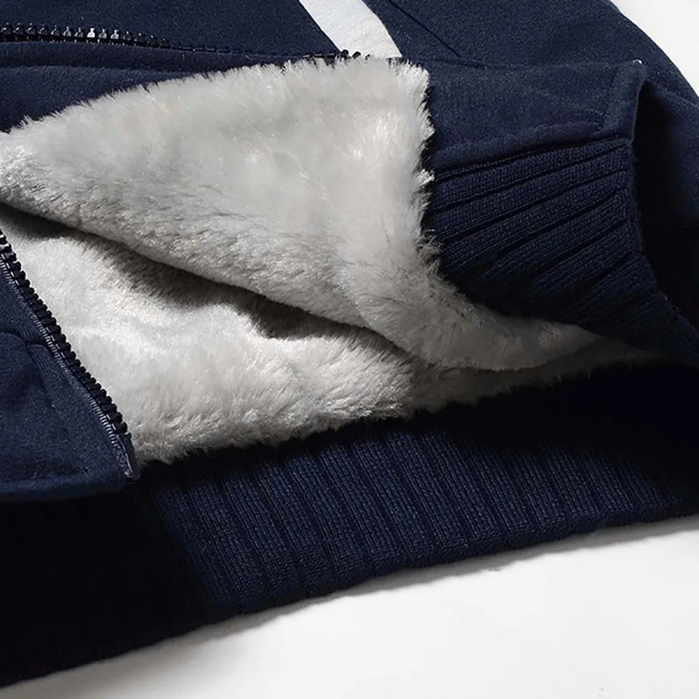 Männer Winter Trainingsanzug Sets Dicke Warme Jacke Zipper Mit Kapuze Sweatshirt Mantel + Hosen Marke Sportswear Casual Fleece Outwear Hoody – Detail 13