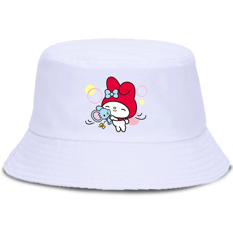 Anime My Melody Cotton Foldable Bucket Hat Unisex Women Outdoor Sunscreen Hat Boys Girls Fishing Hunting Basin Chapeau Beach Cap