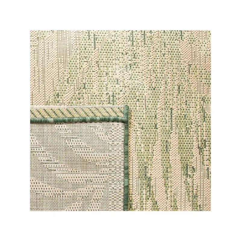 Courtyard Collection Area Rug Beige & Green, Non-Shedding & Easy Care, Indoor/Outdoor & Washable-Ideal for Patio