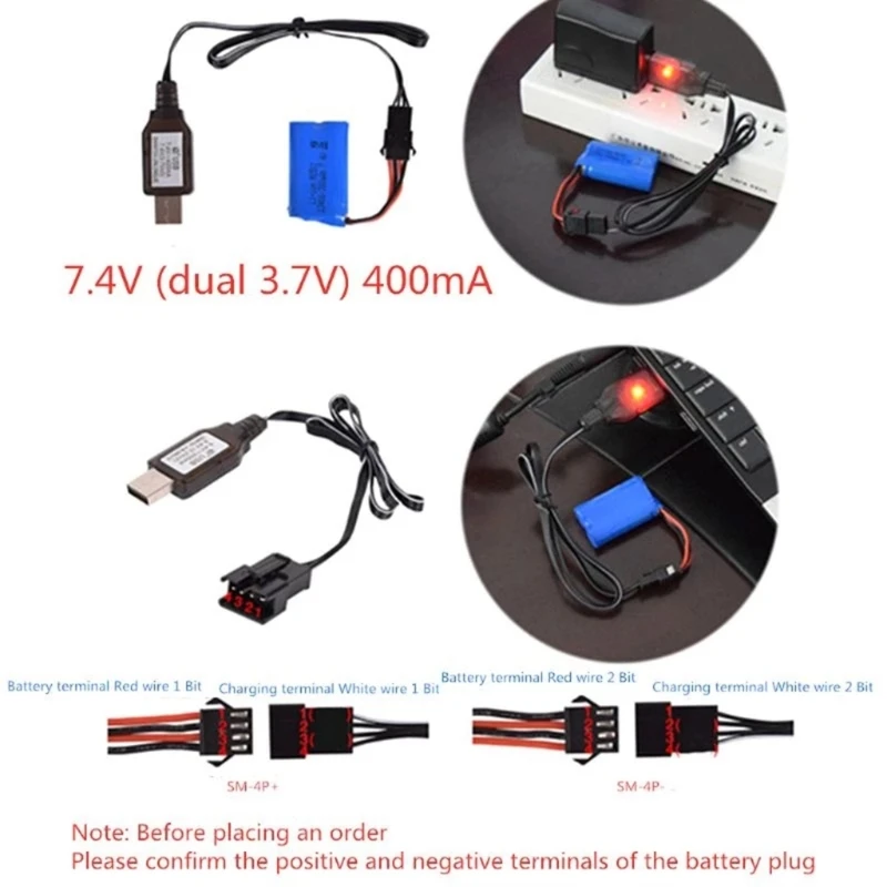 7.4V SM4P Reverse Charger 4-pin Lithium Battery USB Reverse Charging Cable K1KF