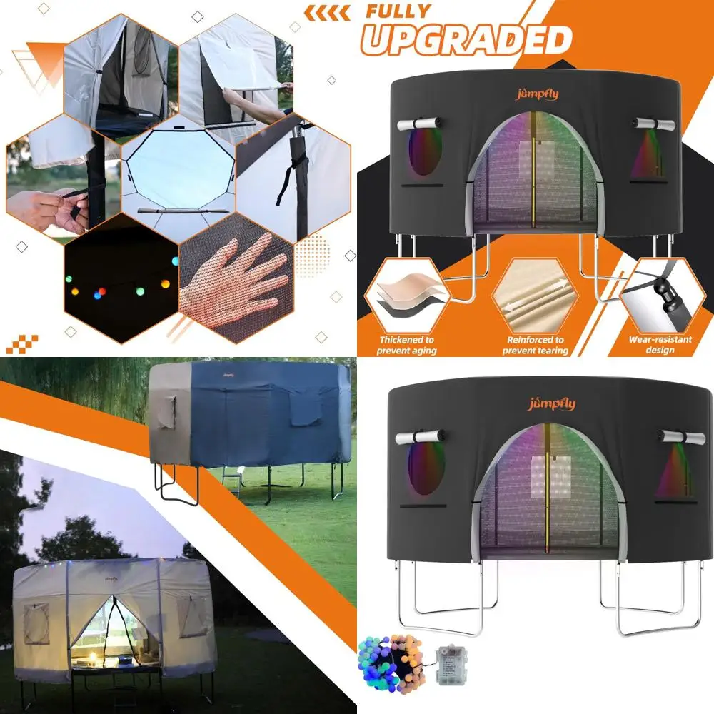 

12FT Trampoline Tent for Kids,Fit for 8 Straight Poles Round Trampoline,Trampoline Shade Cover with LED Light,Outdoor Trampoline