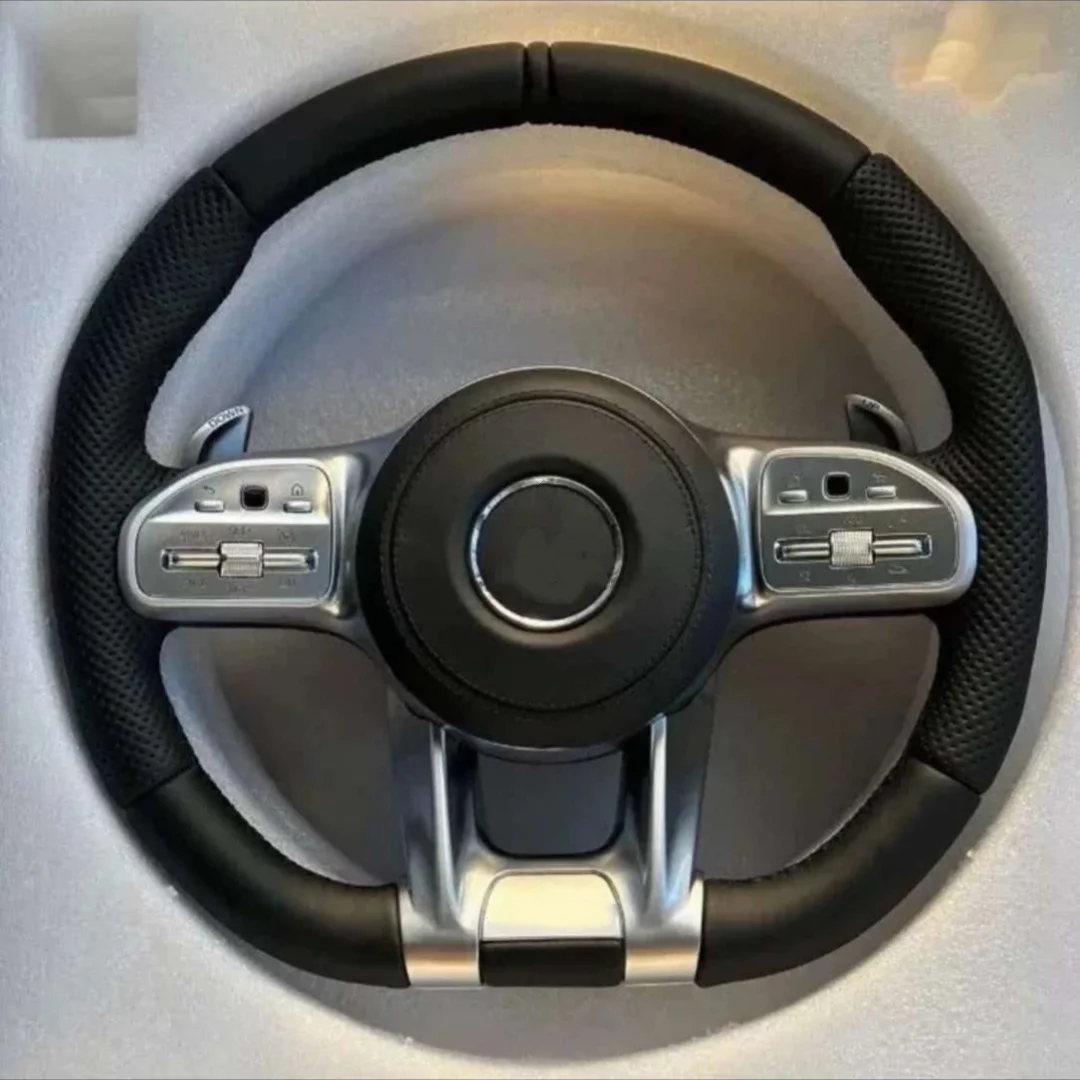 Premium Custom Alcantara Car Steering Wheel with Silver Buttons for Mercedes Benz 809AMG W205 W223 E63 High Quality
