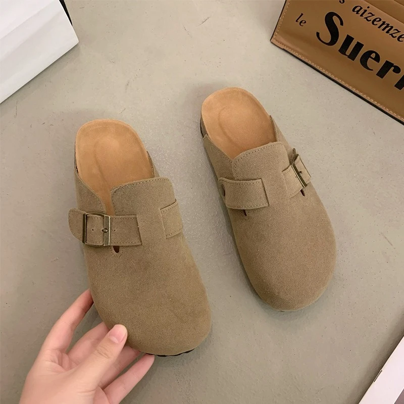 

Ретро уродливые милые женские тапочки с круглым носком, новинка весны/осень 2024, полутапочки на толстой подошве, уличная одежда