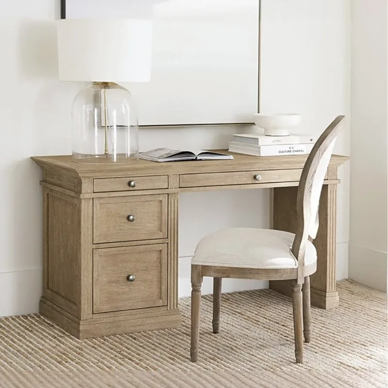 American country retro old oak desk small apartment living room study writing desk solid wood computer table study table