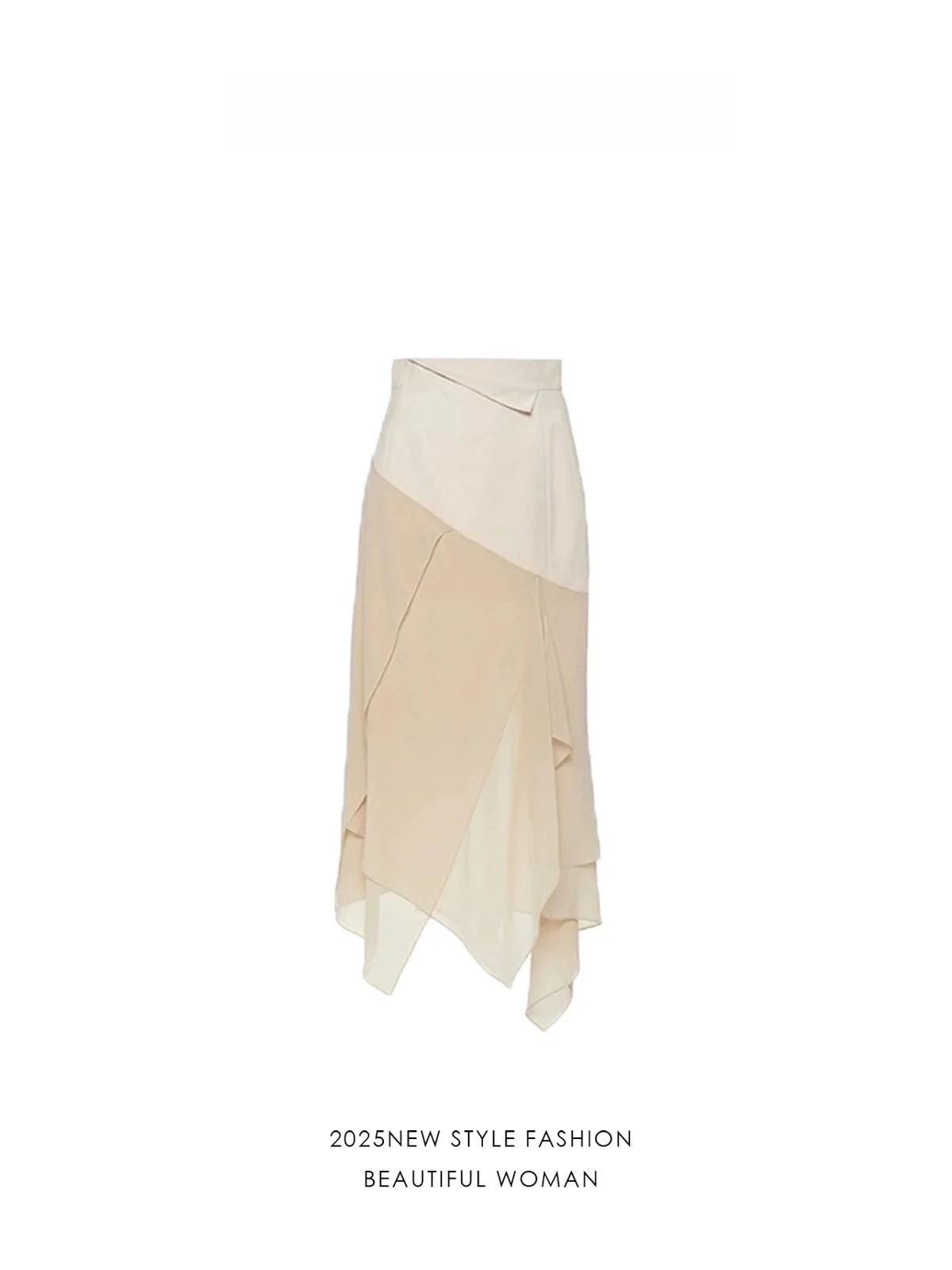 

High Waist Midi Skirt Women's Faionable Splicing Design Slimming Long Skirt Spring Autumn Winter Seasonal A-Line Silhouette