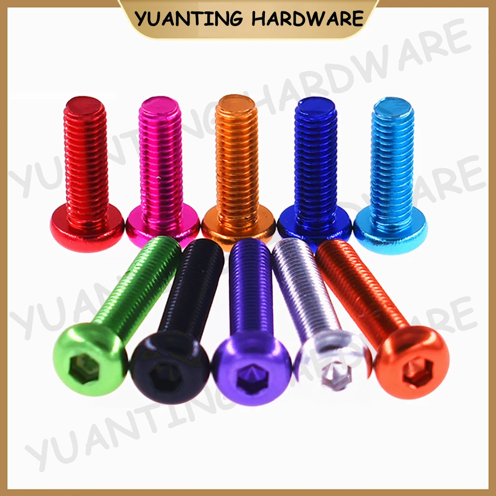 2Pcs/3Pcs M5 M6 ISO7380 Aluminum Hexagon Socket Button Head Screws Colourful Bolts Allen Screws with Metric Coarse Thread